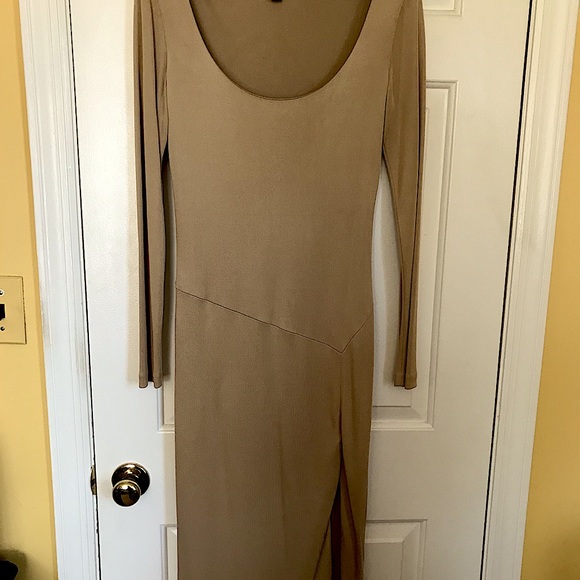 Ralph Lauren dress. Taupe with low scoop - Picture 1 of 3